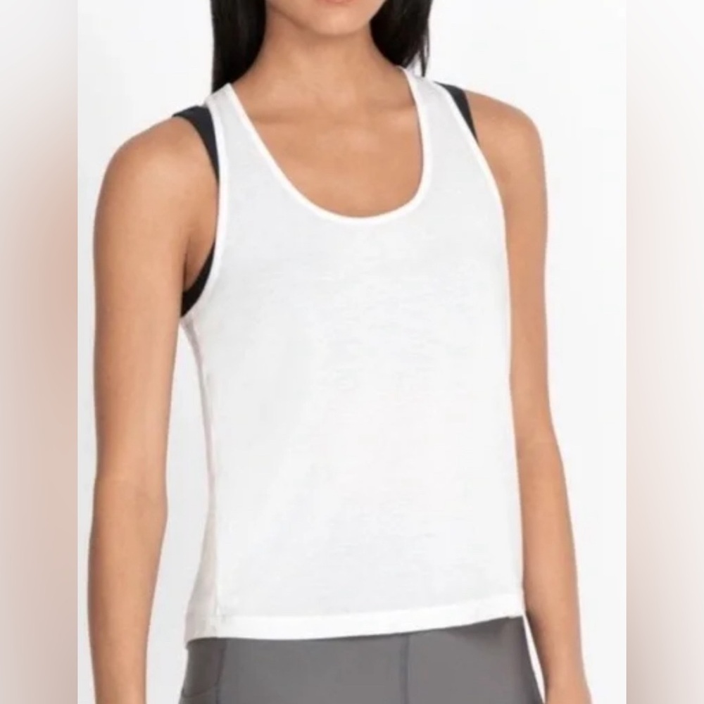 NWT JOHNNY WAS Calme Effect Racerback Tank- White/ Size X-Small